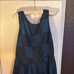 Maison Jules Black and Blue Pleated Sundress with Scoop Neck for Wedding Guest